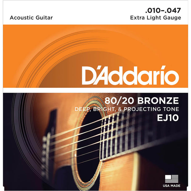 D'Addario Acoustic Guitar Strings - 80/20 X Lite EJ10