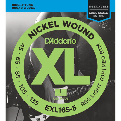 D'Addario Bass Guitar Strings - Long 5 Str XL45-135 EXL1655