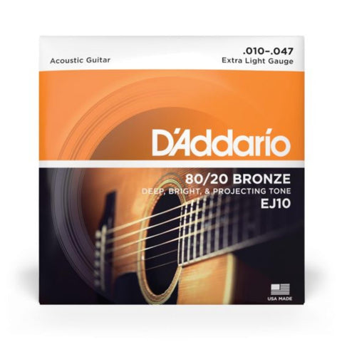 D' Addario Set Acous Gtr 80/20 Brz X-Lite EJ10