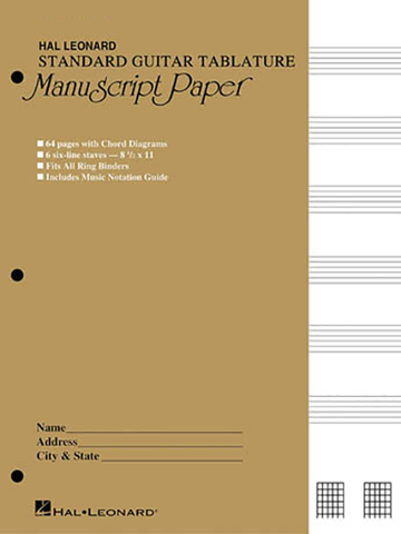 Hal Leonard Guitar Tabulature Standard Manuscript Paper