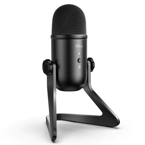 Fifine k678 studio usb mic with a live monitoring, gain controls, a mute button for podcasting