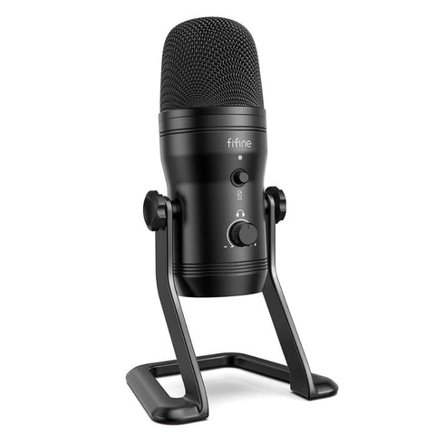 Fifine k690 usb mic with four polar patterns, gain dials, a live monitoring jack & a mute button