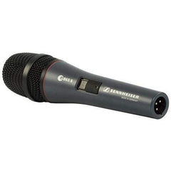 Sennheiser e865 S super-cardioid condenser microphone, angled view with switch