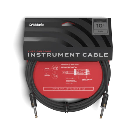 D'Addario Instrument Cable PW-AMSG-10 10 ft Black