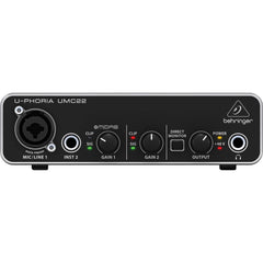 Behringer UMC22 2×2 USB Audio Interface with Midas Mic Preamplifier | Melodica Music Store Dubai