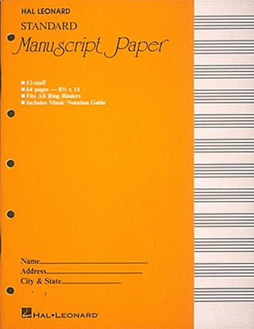 Hal Leonard Standard Manuscript Paper